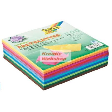 Origami papír, 10 színű vegyes színes hajtogató készlet, 15x15 cm, összesen 500 lap