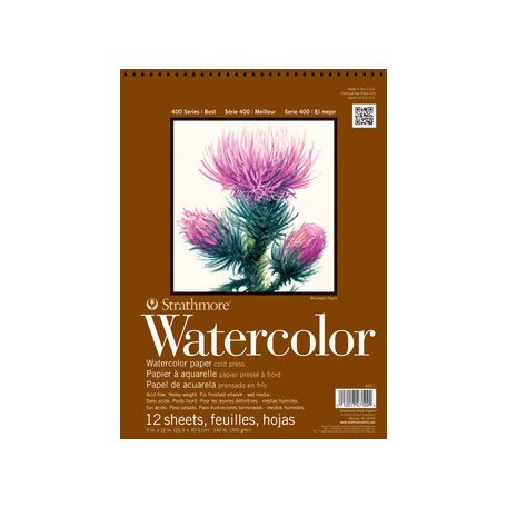 Akvarelltömb - Strathmore 400 Watercolor Pad - 300 gr, 12 lapos, 28x38 cm, spirálkötéses