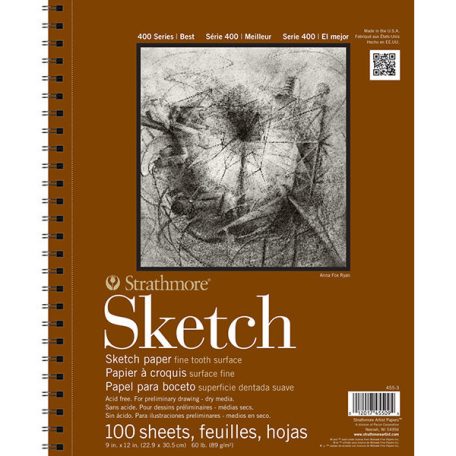 Vázlattömb - Strathmore 400 Sketching Pad - Fehér, 89 gr, 100 lapos A3, spirálkötéses