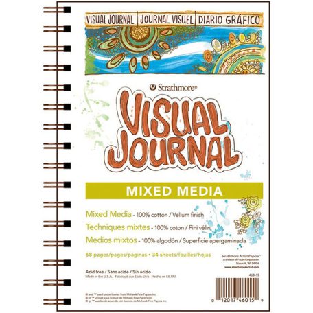 Mixed Media tömb - Strathmore 500 Visual Journal - Fehér, 190 gr, 34 lapos, 23x32 cm, spirálkötéses