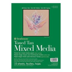   Mixed Media tömb - Strathmore 400 Toned Tan - Bézs 300 gr, 15 lapos, 15x20 cm, ragasztott