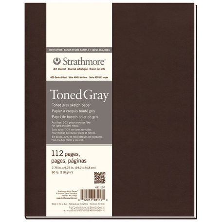 Vázlatfüzet - Strathmore 400 Toned Gray Sketching - Szürke, 118 gr, 56 lapos, 20x25 cm