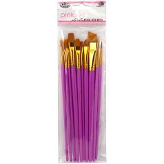 Ecsetkészlet, Gold taklon - Pink szett, 10 db-os