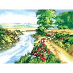   Kifestő készlet számokkal, ecsettel, felnőtteknek - 30x40 cm - Pipacsos rét