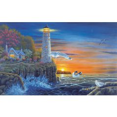 Kifestő készlet számokkal, ecsettel, felnőtteknek - 30x40 cm - Világítótorony
