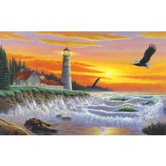   Kifestő készlet számokkal, ecsettel, felnőtteknek - 30x40 cm - Világítótorony