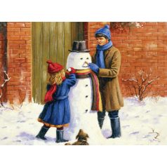   Kifestő készlet számokkal, ecsettel, felnőtteknek - 30x40 cm - Hóember