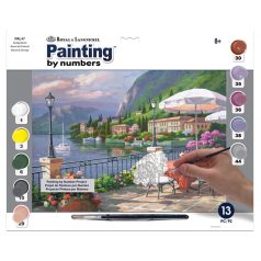   Kifestő készlet számokkal, ecsettel, felnőtteknek - 30x40 cm - Déli pihenő a tengerparton