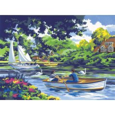   Kifestő készlet számokkal, ecsettel, felnőtteknek - 30x40 cm - Csónakázás