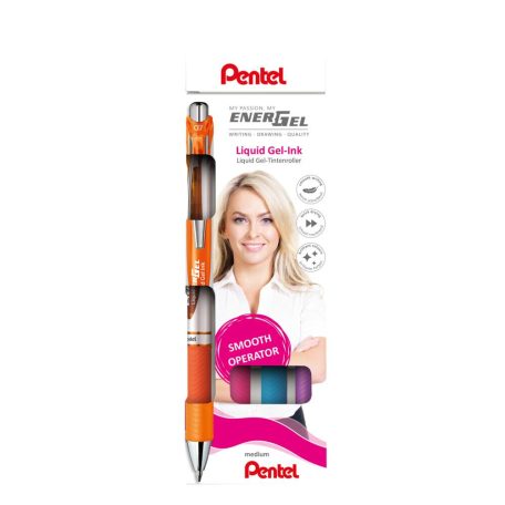 Pentel zselés rollertoll szett EnerGel 0,35 mm 4 db-os  - narancs, pink, világoskék, lila