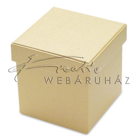Díszíthető papírdoboz, kocka alakú doboz - Natúr, 15cm, 11cm