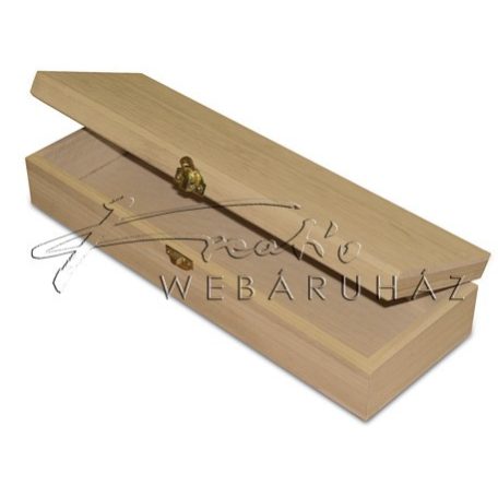 Natúr fából készült kapcsos doboz, lapos ajándékdoboz 33x11x6,5cm