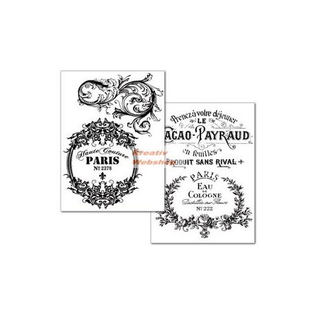 Transzfer papír - Párizsi márkák anno (vintage) minta - 2 ív A4