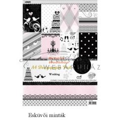   Mintás kartonpapír csomag A/4, 160 g, 24 lap - Esküvői minta