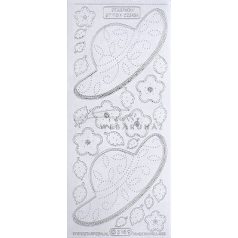 Ezüst Kalap, virág, átlátszó Peel-Off