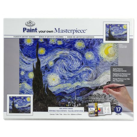 Kifestő készlet vászonra, akrilfestékkel, felnőtteknek - 23x31 cm - Van Gogh: Csillagos éjszaka