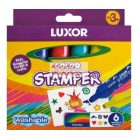 Nyomdázó készlet, filctollas - 6 szín és 6 forma