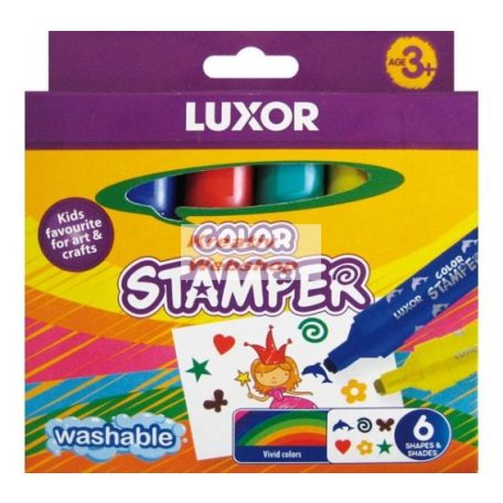 Nyomdázó készlet, filctollas - 6 szín és 6 forma