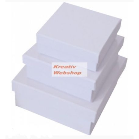 Papírdoboz készlet, négyzetes, lapos fehér dobozok, FEHÉR, 12-10-8cm