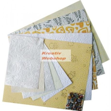 Scrapbook papír készlet, kézzel készített díszes papírok, színes papír szett - Különböző színekben