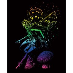   Képkarcoló készlet karctűvel - 20x25 cm - Szivárványos - Tündér