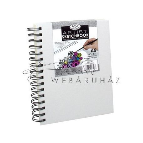 Vázlattömb, személyre szabható, fehér vászonkötéses spirálos - Royal SketchBook A5
