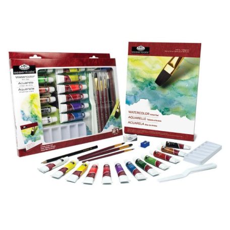 Akvarell festőkészlet ecsetekkel, akvarelltömbbel, színkeverő palettával - Royal Essential 12 x 12