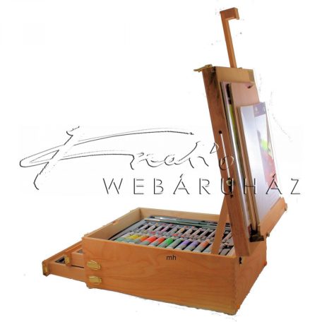 XL akril, olaj és akvarell művészkészlet, dobozos asztali festőállvánnyal, natúr - Royal Mixed Media