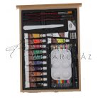 XL akril, olaj és akvarell művészkészlet, dobozos asztali festőállvánnyal, natúr - Royal Mixed Media