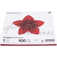   Origami papír 15x15 cm - Egyszínű, 100 lapos gazdaságos készlet - Bordó