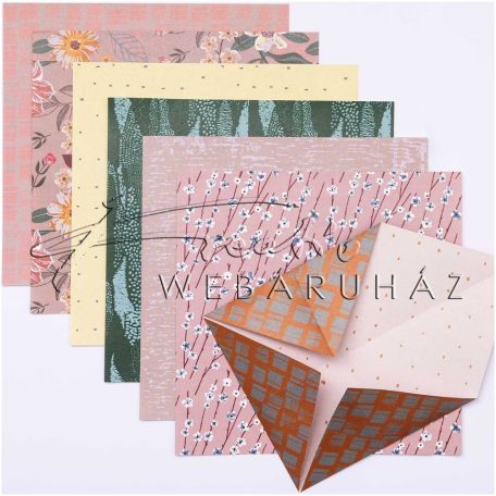 Origami papír 15x15 cm - 60 lapos készlet - Természetes anyagok, 10 féle design