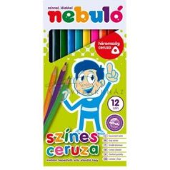   Színes ceruza készlet, háromszögletű, NEBULÓ, 12 különböző szín