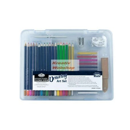 Kreatív hobby - Rajzkészlet - Divatos áttetsző táskában - Royal kezdő ceruza készlet