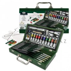   Óriás olajfestő készlet haladóknak, fadobozos - Royal Oil Brush 33 - 36x19x7 cm