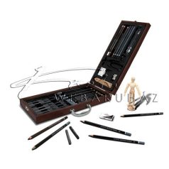   Nagy rajz művészkészlet elegáns fadobozban - Royal SKETCHING - 41 részes készlet