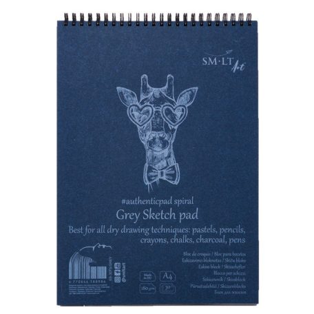 Vázlattömb - SMLT Grey Sketch authenticpad, spirálos, mikroperforált - szürke, 180gr, 20 lapos A5
