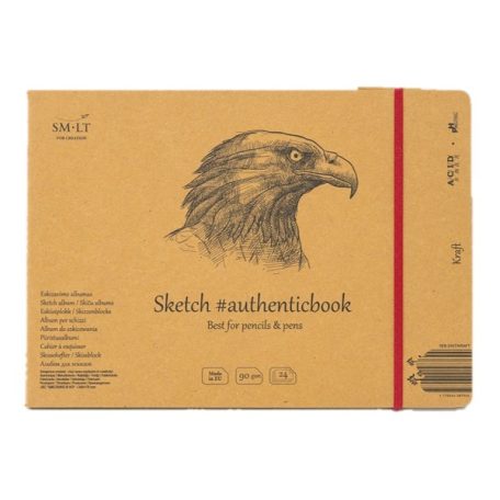 Vázlattömb - SMLT Sketch authenticbook Natúr barna, 90gr,  17,6x24,5cm