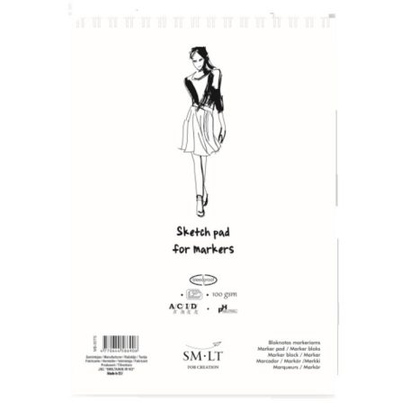 Markertömb - SMLT Marker Sketch Pad, spirálos, 100gr 50 lapos A3
