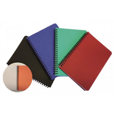 Jegyzetfüzet, színes borítóval, színes belső elválasztókkal, spirálos, 80 gr, 96 lapos négyzetrács