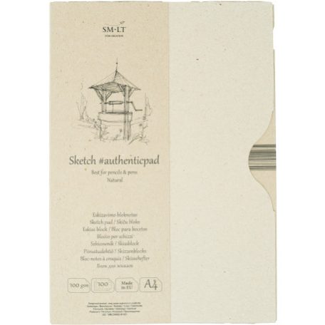 Vázlattömb - SMLT Authenticpad Natur, Kraft papírból, mappában - 100gr, 100 lapos A4