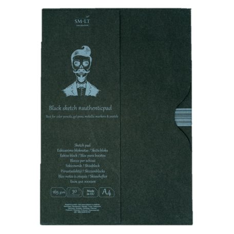 Pasztelltömb mappában - SMLT Black Sketch Pad 165gr, A4, 30 ív