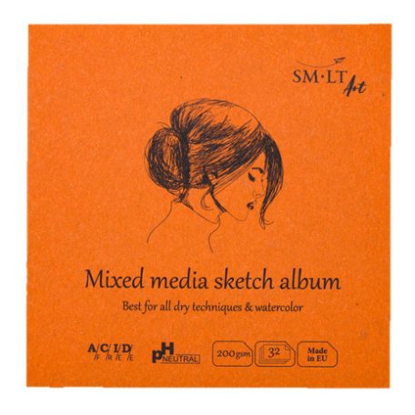 Mini album vegyes technikákhoz - SMLT Mixed media sketch album 200gr, 32 lapos, 9x9cm