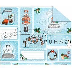   Kartonpapír - Karácsony, Diótörő és Hógömb ajándékkísérő kártya - mintás Karton, 300g, 1 lap