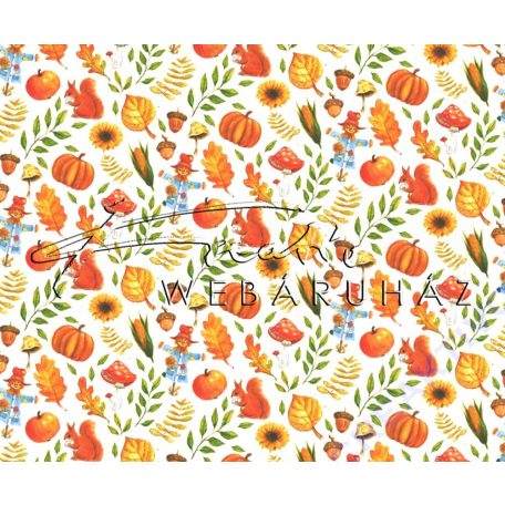 Kartonpapír - Őszi mozaik mókus, madárijesztő, sütőtök mintás karton, 29,5x20 cm, 1 lap