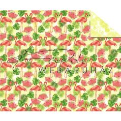 Kartonpapír - Trópusi hangulat, flamingó mintás Karton, 300g, 5lap /csomag