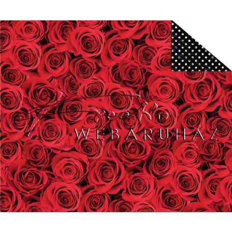 Kartonpapír - Klasszikus esküvő, vörös rózsa mintás karton, fotórealisztikus, 1 lap