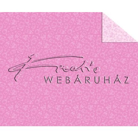 Kartonpapír - Babaváró, rózsaszín, mackó mintás karton, 1 lap