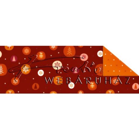 Kartonpapír - Karácsonyi varázslat mintás Karton apró téli motívumokkal, bordó-narancs