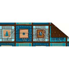 Kartonpapír - Karácsonyi varázslat Mozaik karácsonyi motívumokkal mintázatú Karton, kék-arany