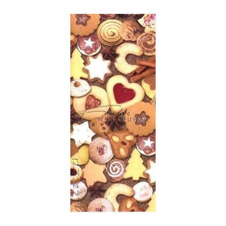 Kartonpapír - Karácsonyi hangulat, linzer és karácsonyi süti mintás karton, 29,5x20 cm, 1 lap